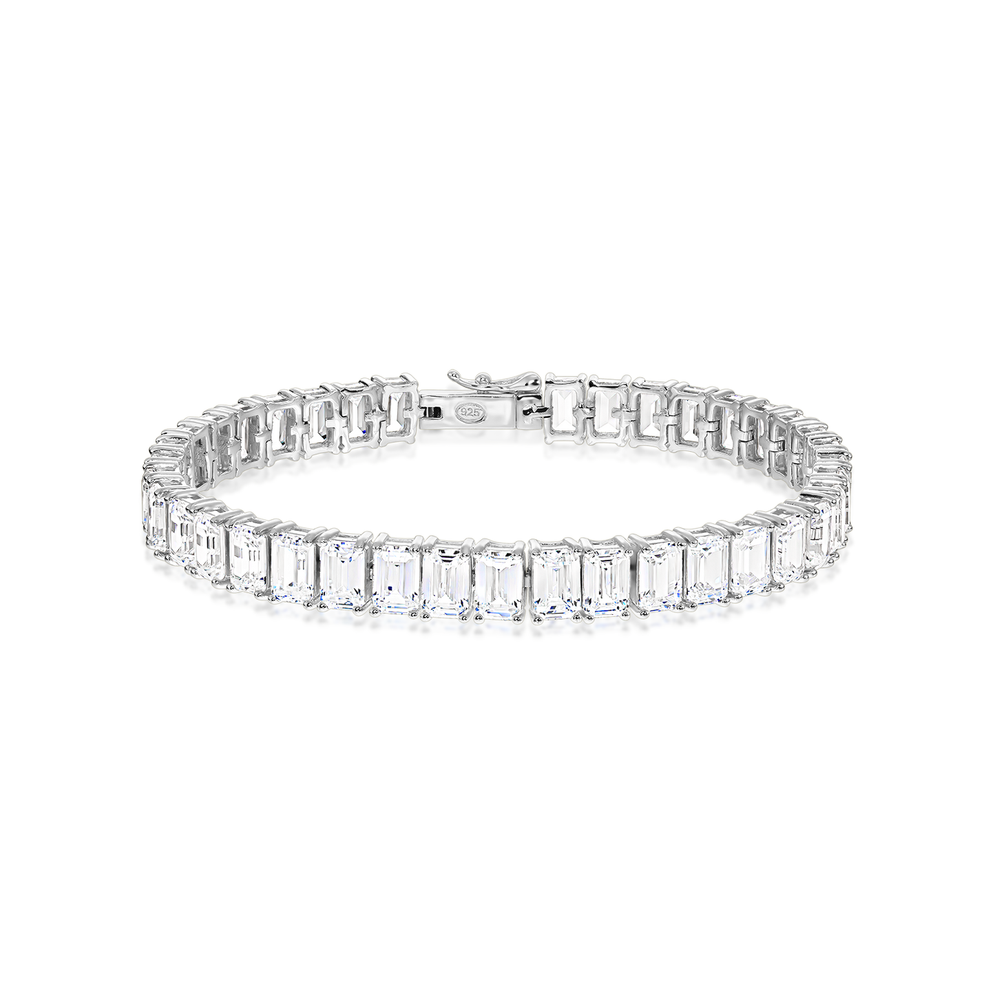 Bracelet with Artificial Diamonds in Emerald Shape