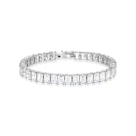 Bracelet with Artificial Diamonds in Emerald Shape