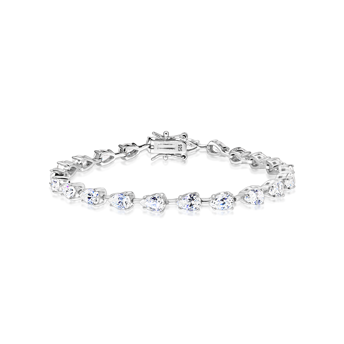 Tennis Bracelet with Artificial Pear-Shaped Diamonds