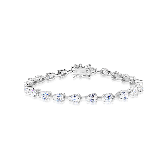 Tennis Bracelet with Artificial Pear-Shaped Diamonds