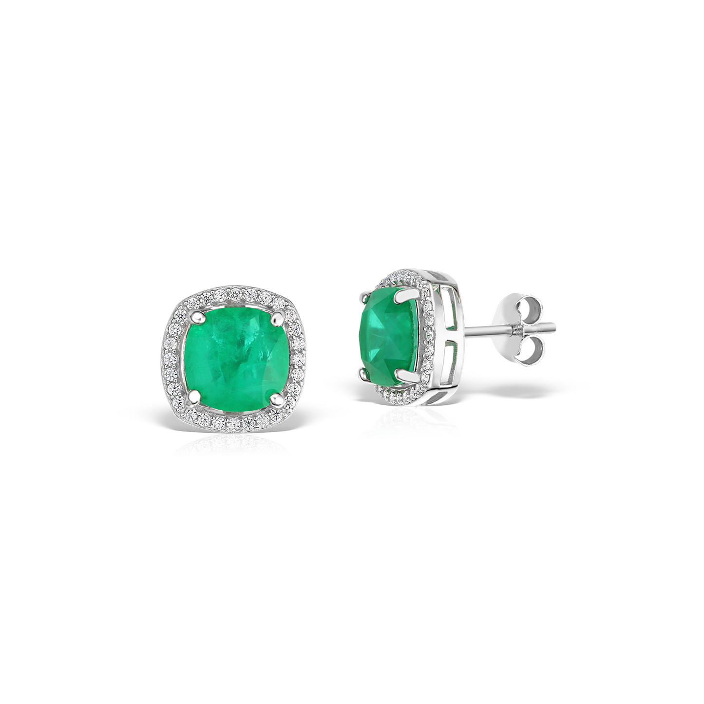 Cushion Shaped Artificial Emerald Set