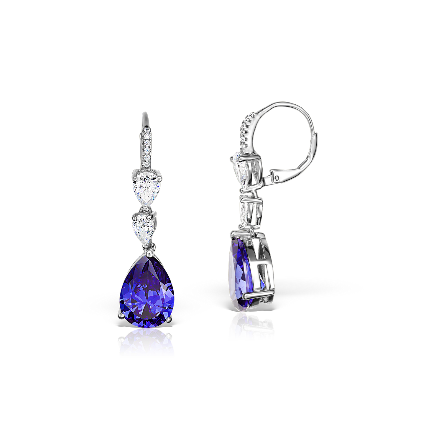 Earrings with Pear-Shaped Tanzanites