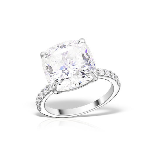 Ring with Princes Cut Artificial Diamonds