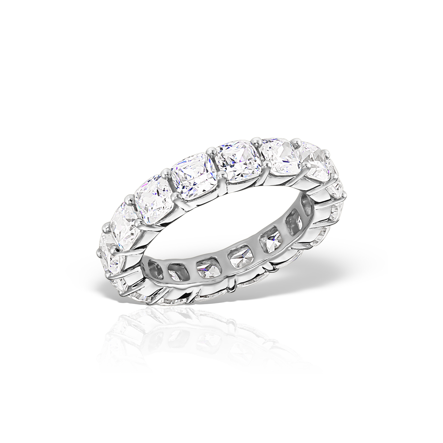 Eternity Ring with Cushion Shaped Artificial Diamonds