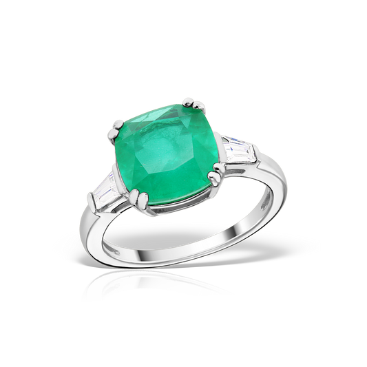 Cushion Shaped Artificial Emerald Ring