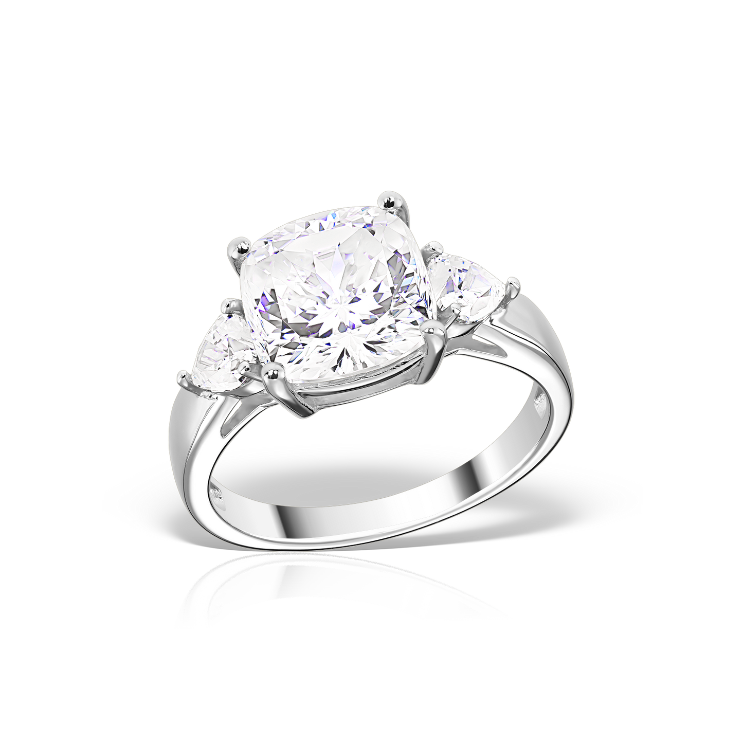 Cushion and Heart Shaped Artificial Diamond Ring