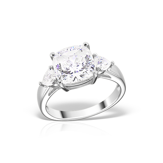 Cushion and Heart Shaped Artificial Diamond Ring