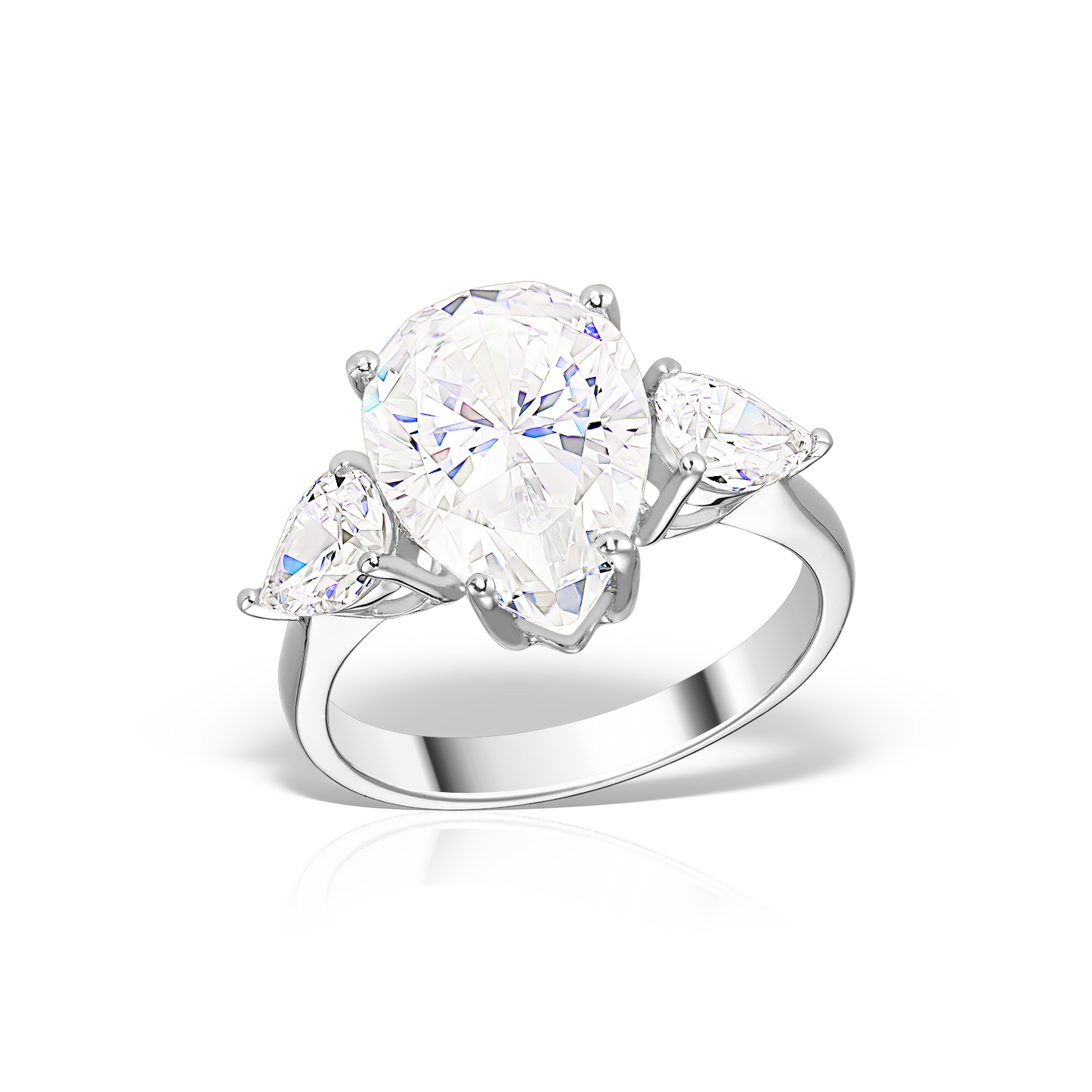 Ring with Trio Pear Shaped Artificial Diamonds