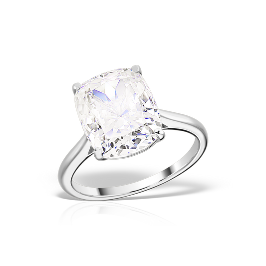 Ring with Radiant Solitaire Shaped Artificial Diamonds