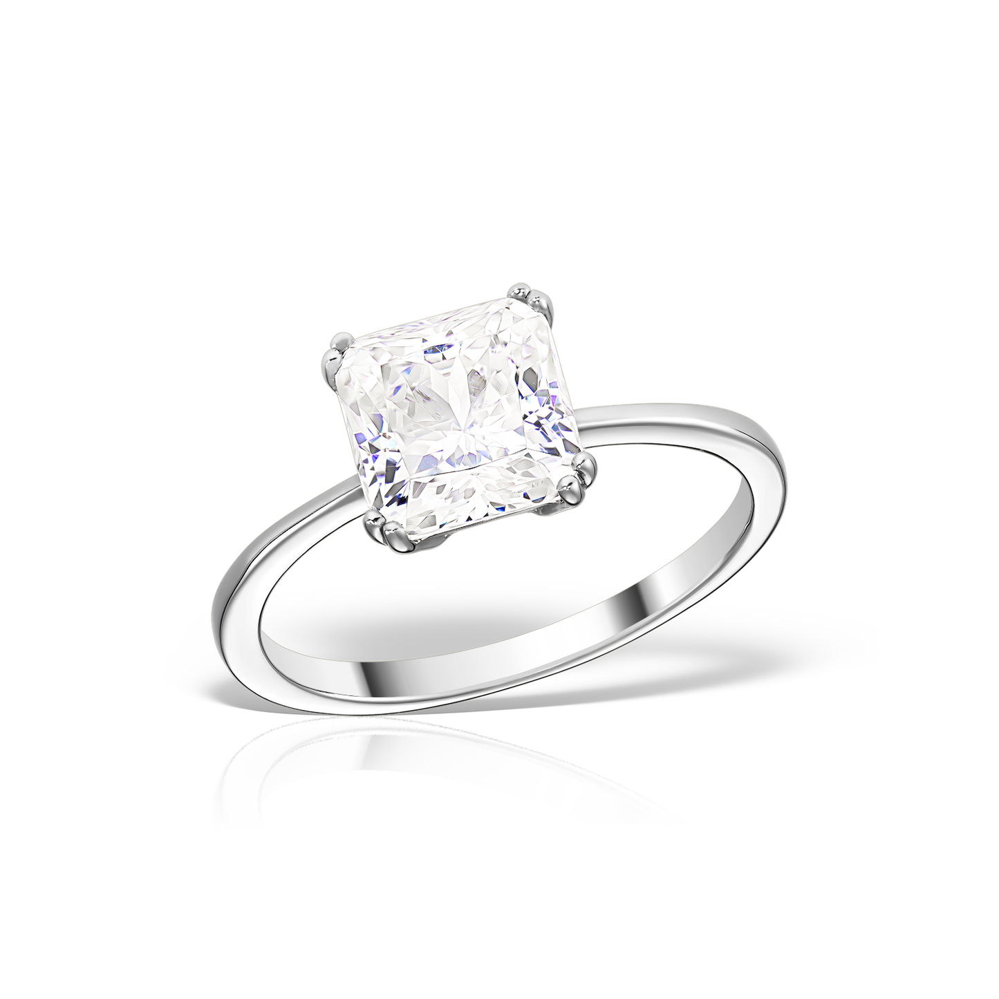 Ring with Solitaire Princes Shaped Artificial Diamonds