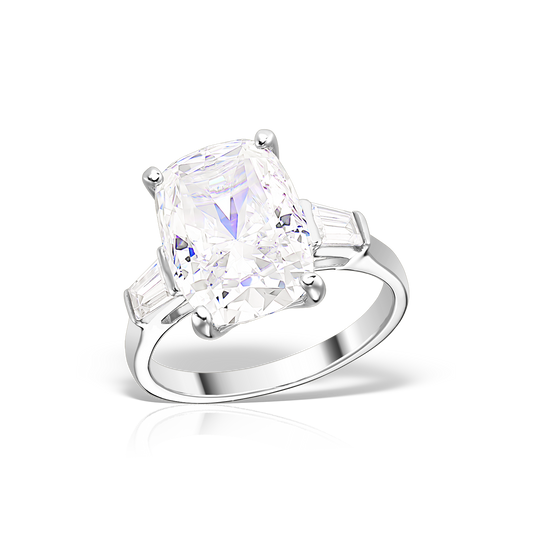 Ring with Long Cushion Artificial Diamonds