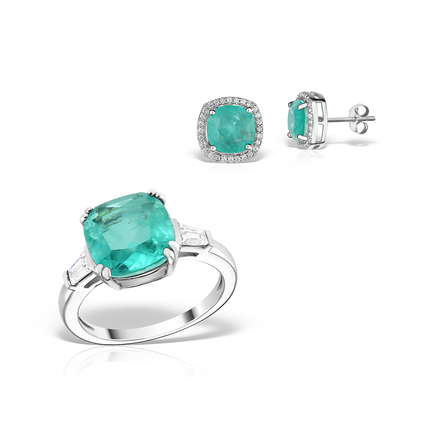 Cushion Shaped Artificial Paraiba Set